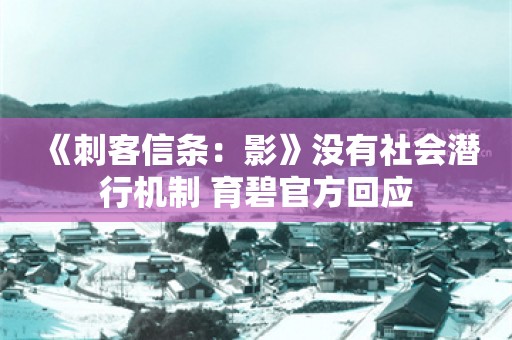  《刺客信条：影》没有社会潜行机制 育碧官方回应