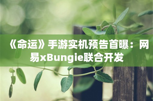  《命运》手游实机预告首曝：网易xBungie联合开发