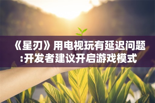  《星刃》用电视玩有延迟问题:开发者建议开启游戏模式