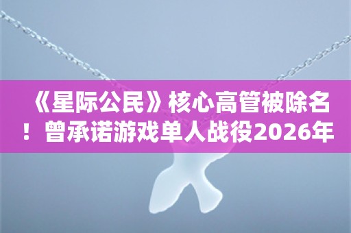  《星际公民》核心高管被除名！曾承诺游戏单人战役2026年发售