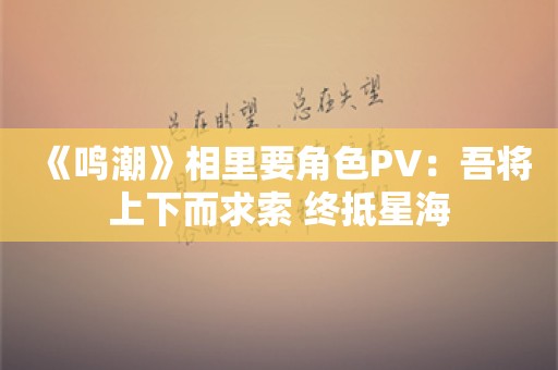  《鸣潮》相里要角色PV：吾将上下而求索 终抵星海