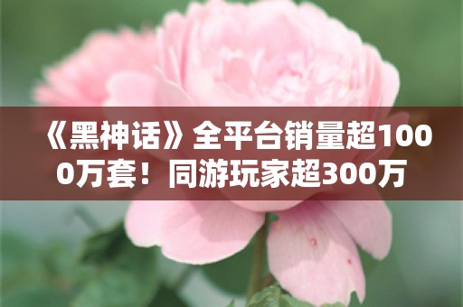  《黑神话》全平台销量超1000万套！同游玩家超300万