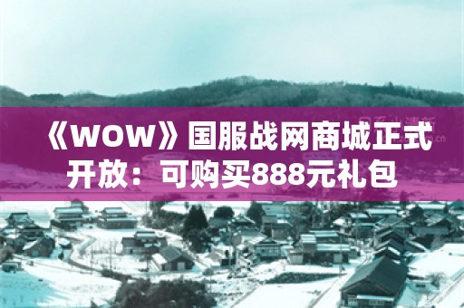  《WOW》国服战网商城正式开放：可购买888元礼包