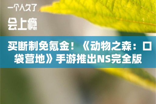  买断制免氪金！《动物之森：口袋营地》手游推出NS完全版