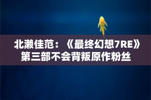  北濑佳范：《最终幻想7RE》第三部不会背叛原作粉丝