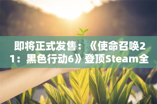  即将正式发售：《使命召唤21：黑色行动6》登顶Steam全球畅销榜！