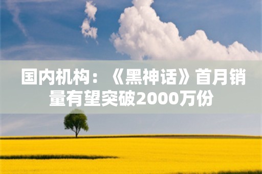  国内机构：《黑神话》首月销量有望突破2000万份