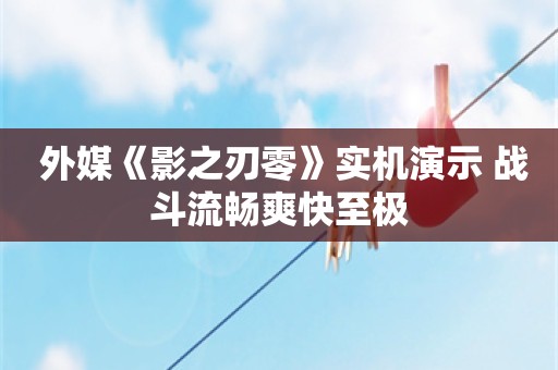  外媒《影之刃零》实机演示 战斗流畅爽快至极