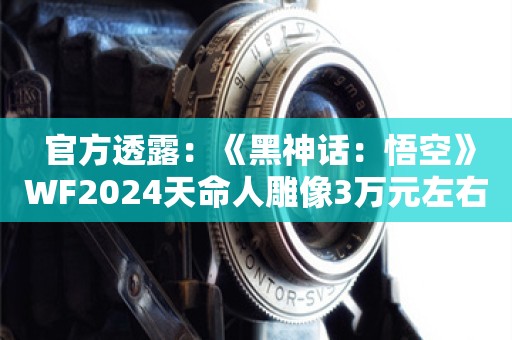  官方透露：《黑神话：悟空》WF2024天命人雕像3万元左右！