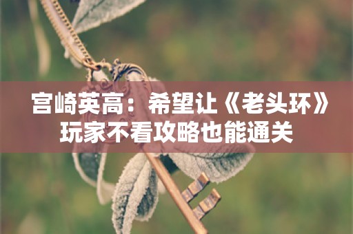  宫崎英高：希望让《老头环》玩家不看攻略也能通关