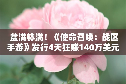  盆满钵满！《使命召唤：战区手游》发行4天狂赚140万美元