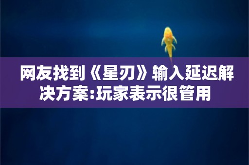  网友找到《星刃》输入延迟解决方案:玩家表示很管用