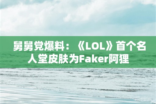  舅舅党爆料：《LOL》首个名人堂皮肤为Faker阿狸