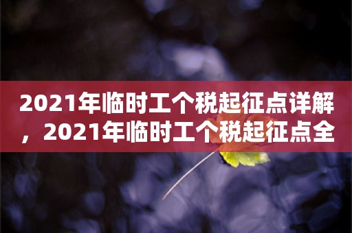 2021年临时工个税起征点详解，2021年临时工个税起征点全面解析