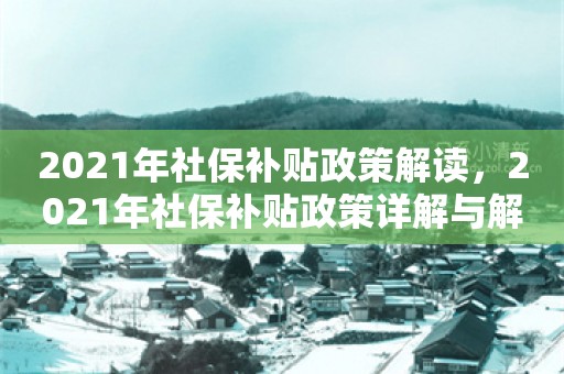 2021年社保补贴政策解读，2021年社保补贴政策详解与解读