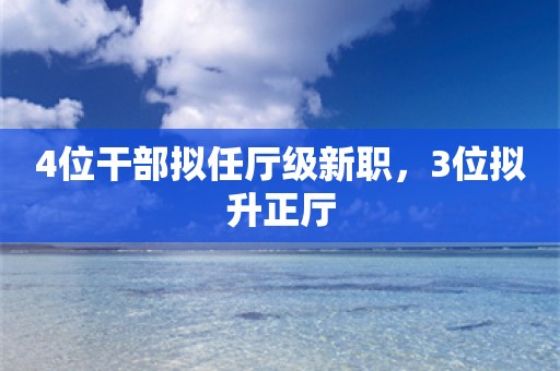 4位干部拟任厅级新职，3位拟升正厅