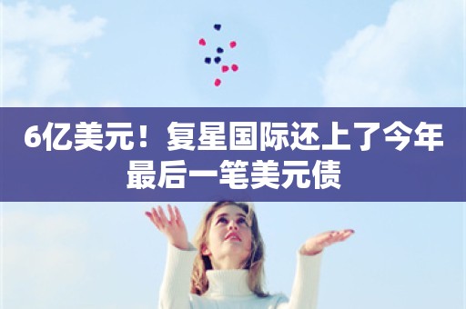 6亿美元！复星国际还上了今年最后一笔美元债