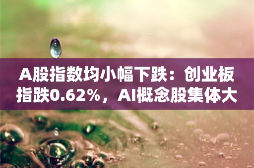 A股指数均小幅下跌：创业板指跌0.62%，AI概念股集体大跌