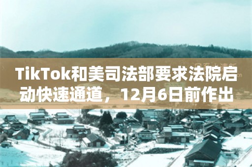 TikTok和美司法部要求法院启动快速通道，12月6日前作出裁决