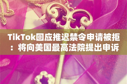 TikTok回应推迟禁令申请被拒：将向美国最高法院提出申诉