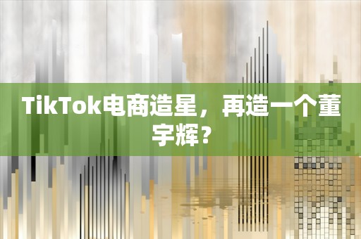 TikTok电商造星，再造一个董宇辉？