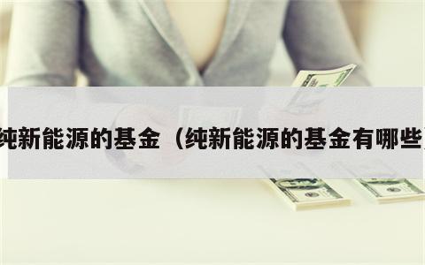 纯新能源的基金（纯新能源的基金有哪些）