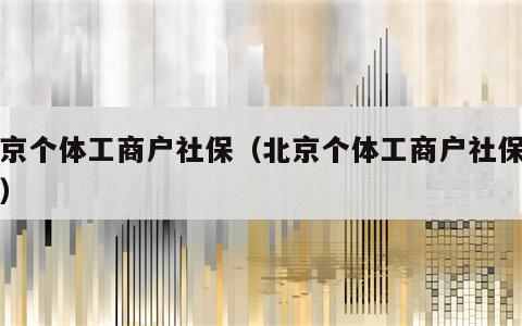 北京个体工商户社保（北京个体工商户社保问题）