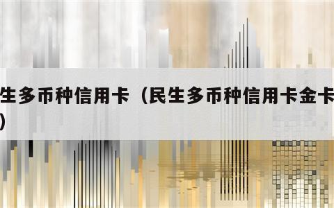 民生多币种信用卡（民生多币种信用卡金卡额度）