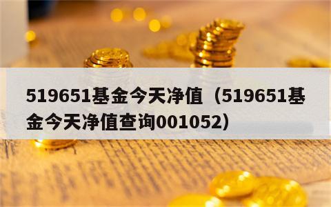 519651基金今天净值（519651基金今天净值查询001052）