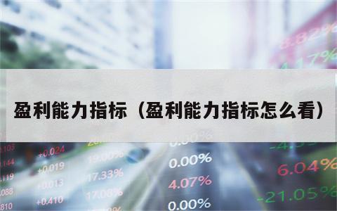 盈利能力指标（盈利能力指标怎么看）