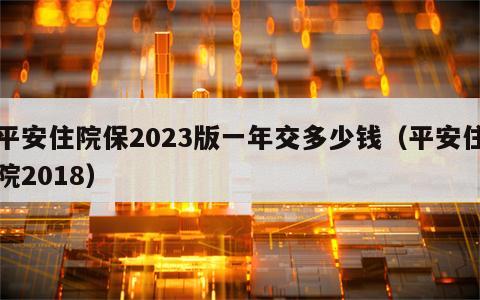 平安住院保2023版一年交多少钱（平安住院2018）