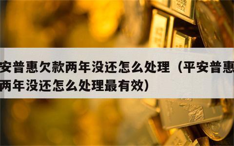 平安普惠欠款两年没还怎么处理（平安普惠欠款两年没还怎么处理最有效）