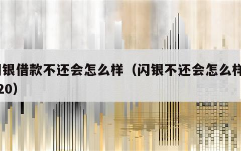 闪银借款不还会怎么样（闪银不还会怎么样2020）