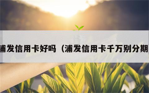 浦发信用卡好吗（浦发信用卡千万别分期）