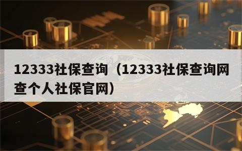 12333社保查询（12333社保查询网查个人社保官网）