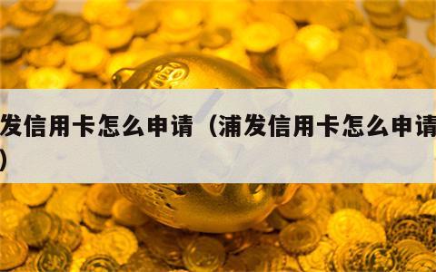 浦发信用卡怎么申请（浦发信用卡怎么申请办理）