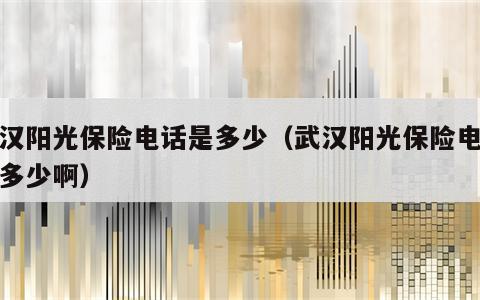 武汉阳光保险电话是多少（武汉阳光保险电话是多少啊）