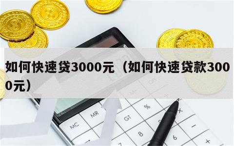 如何快速贷3000元（如何快速贷款3000元）