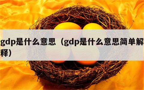 gdp是什么意思（gdp是什么意思简单解释）