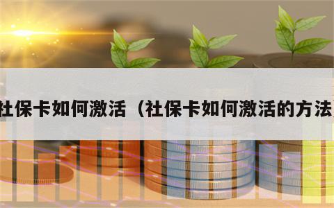 社保卡如何激活（社保卡如何激活的方法）